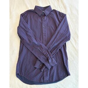 Express extra slim men’s dress shirt. Size medium. 15-15 1/2. Navy blue with red